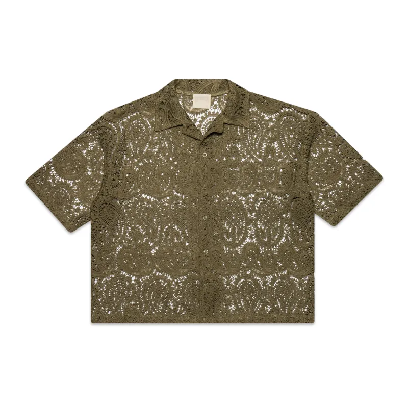 OLIVE PAISLEY BUTTON-UP sold by Nostalgia