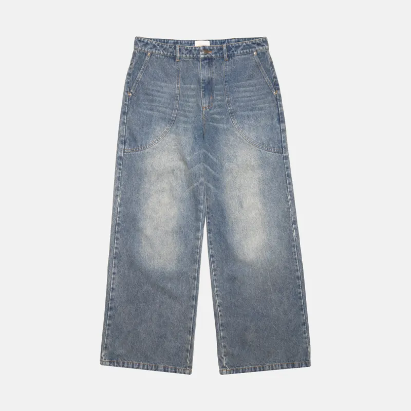LIGHT WASH CHAINSTITCH BAGGY DENIM sold by Nostalgia