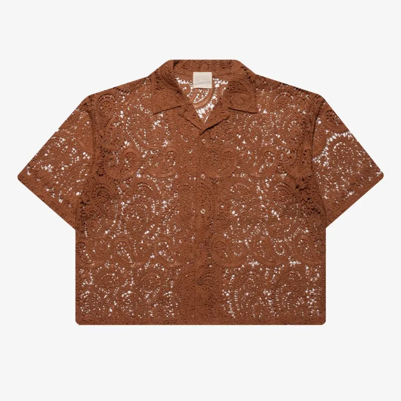 ORANGE PAISLEY BUTTON-UP sold by Nostalgia