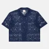 NAVY BLUE PAISLEY BUTTON-UP sold by Nostalgia
