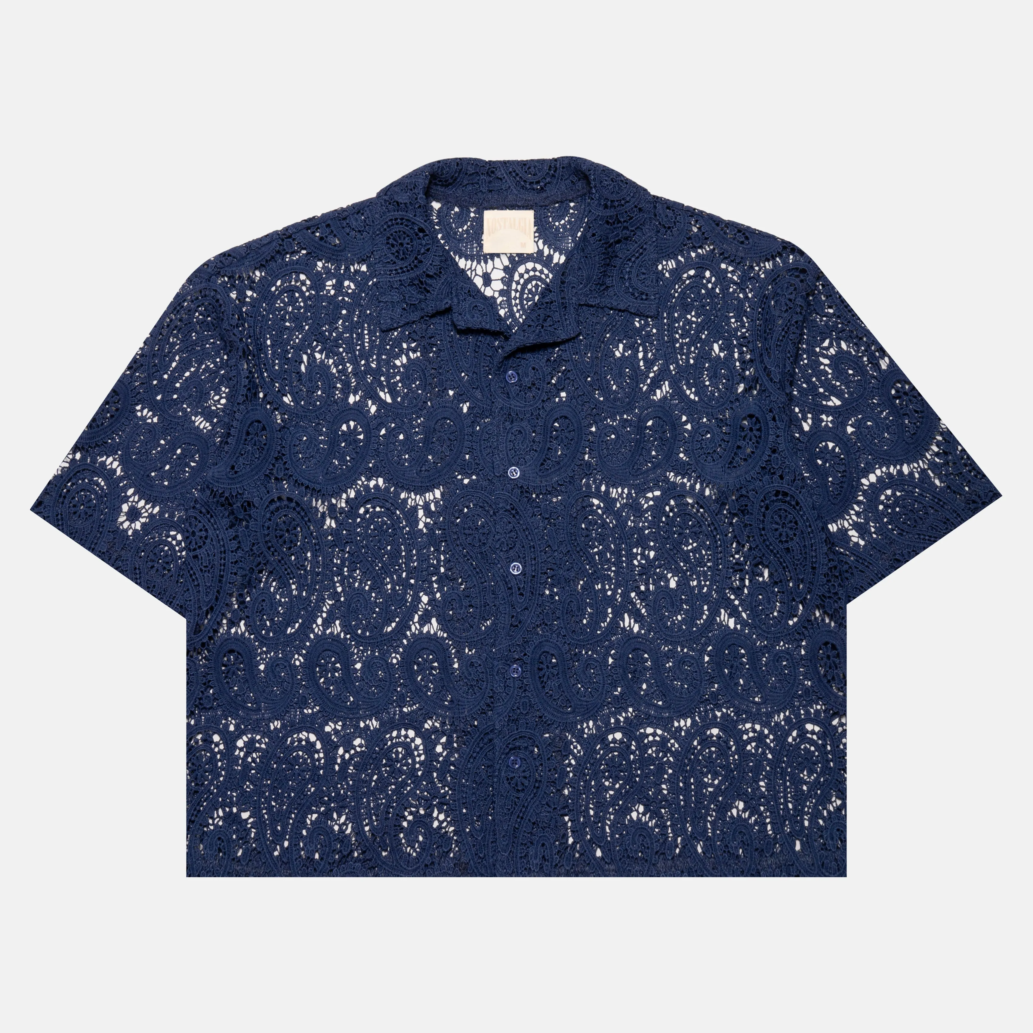 NAVY BLUE PAISLEY BUTTON-UP sold by Nostalgia