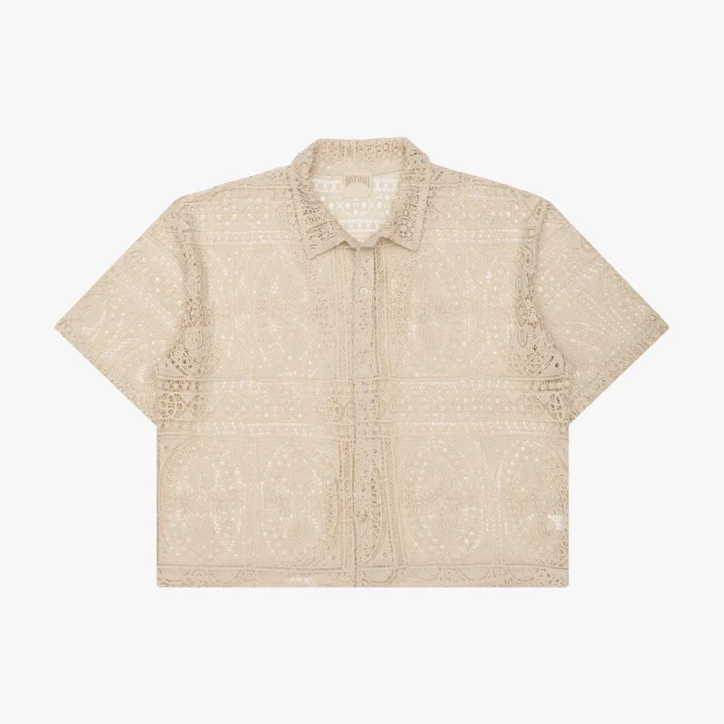 CREAM BARRIO LACE BUTTON-UP sold by Nostalgia