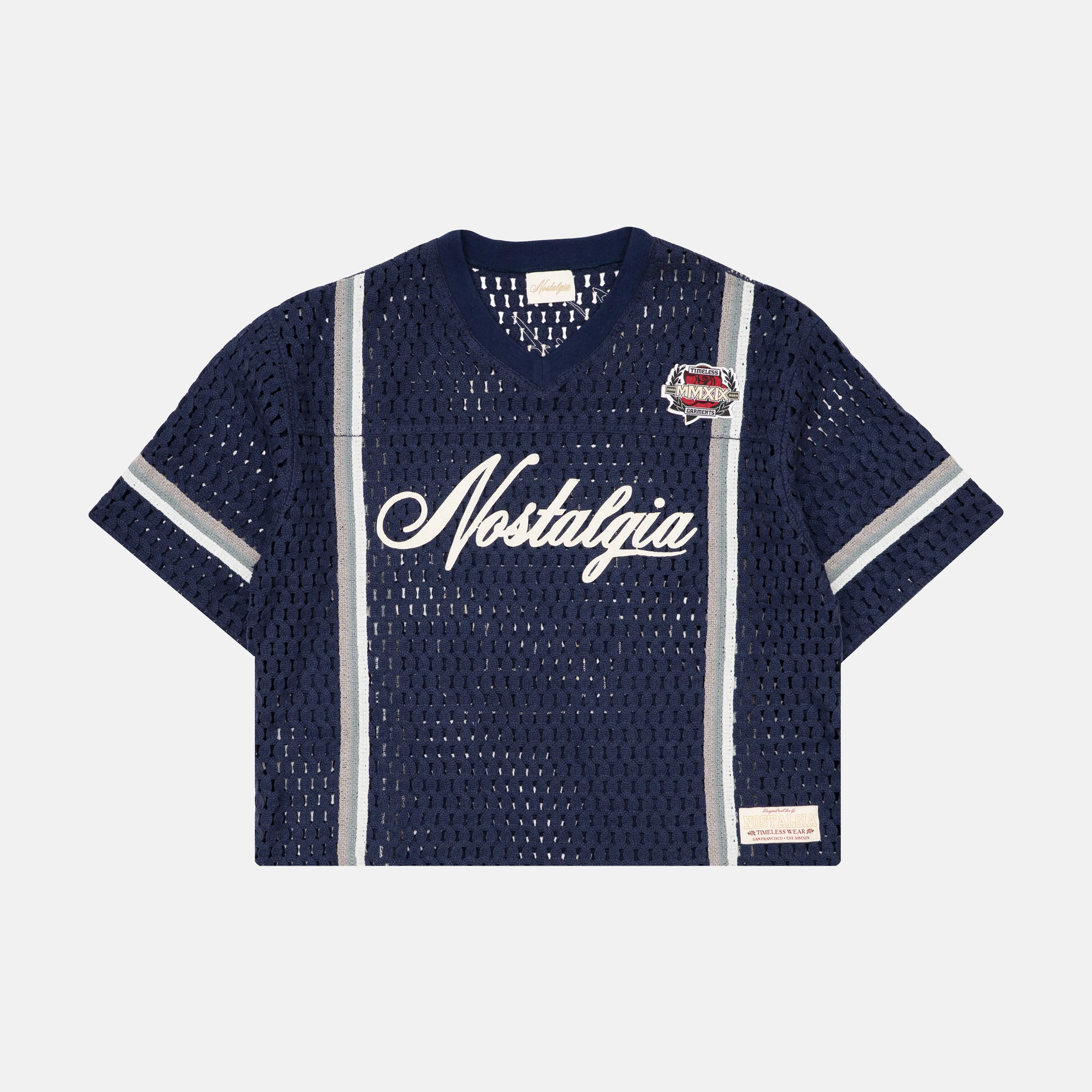 NAVY CROCHET JERSEY sold by Nostalgia