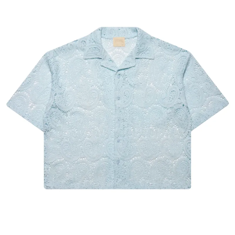 BABY BLUE PAISLEY BUTTON-UP sold by Nostalgia