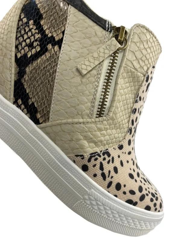 Tinaya _ Off White Sneaker Wedge sold by Not Rated