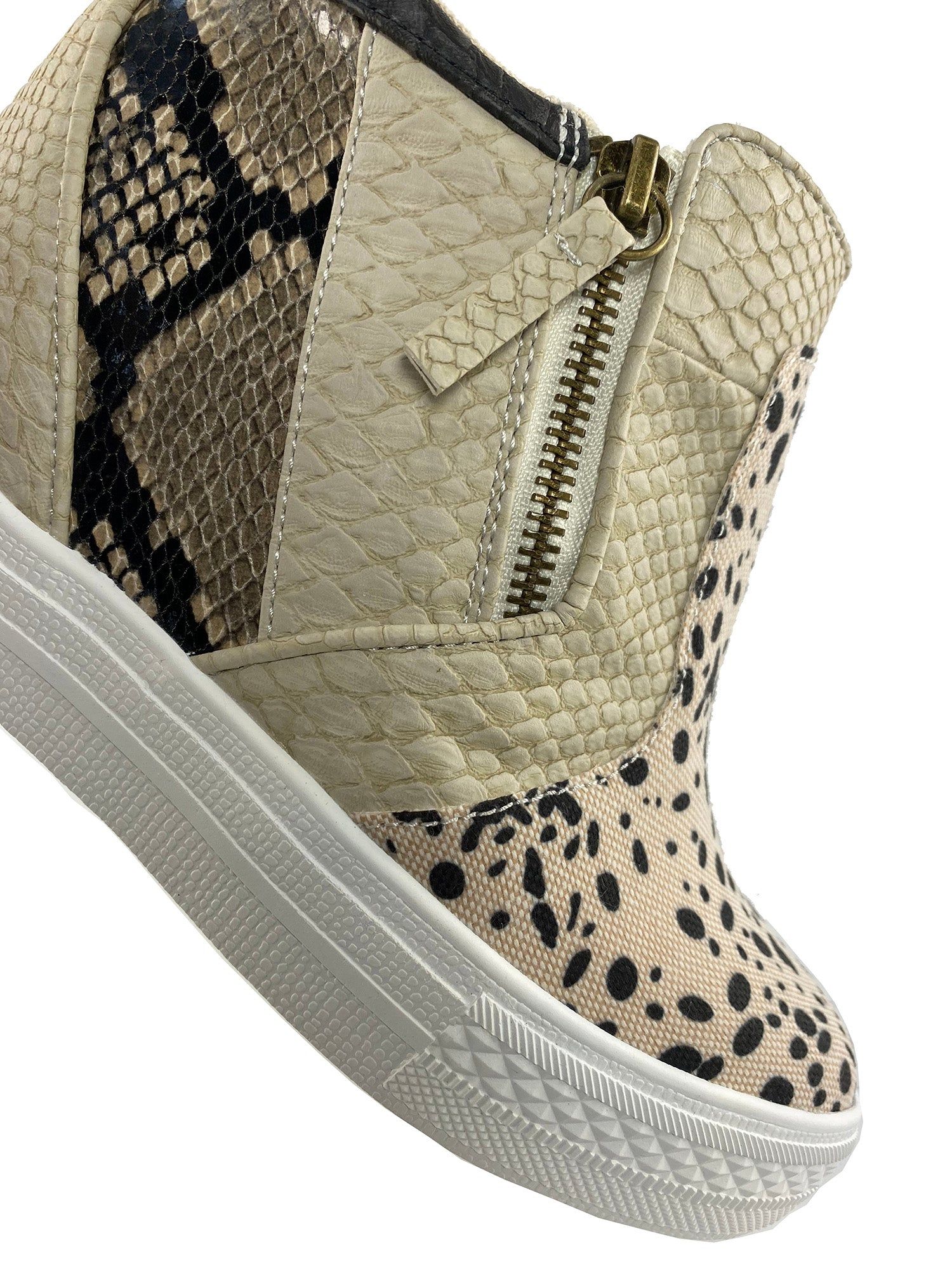 Tinaya _ Off White Sneaker Wedge sold by Not Rated