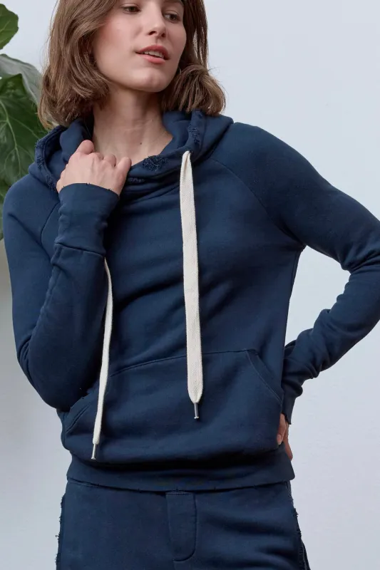 NSF Lisse Fitted Distressed Loop Terry Hoodie - Eclipse made by NSF