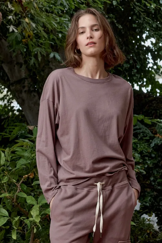 NSF Loffler Boxy Fine Jersey Tee - Deep Taupe sold by NSF