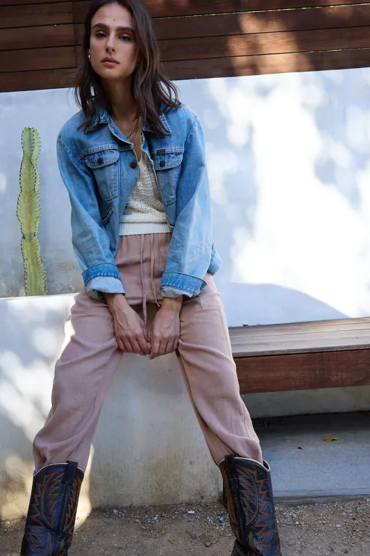 NSF Sydney Wide Leg Linen Viscose Pant - Taupe sold by NSF