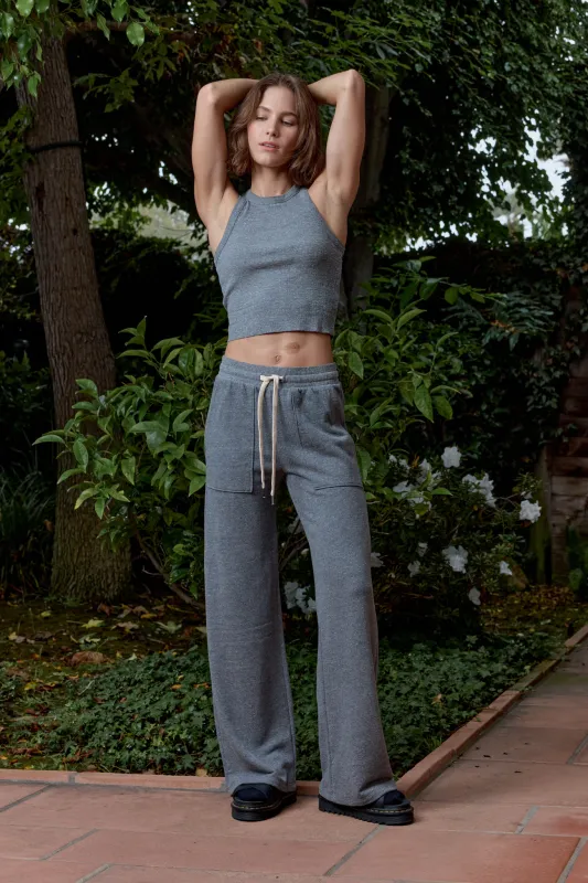 NSF Franky Wide Leg Melange Terry Sweatpant - Charcoal Heather Gray sold by NSF