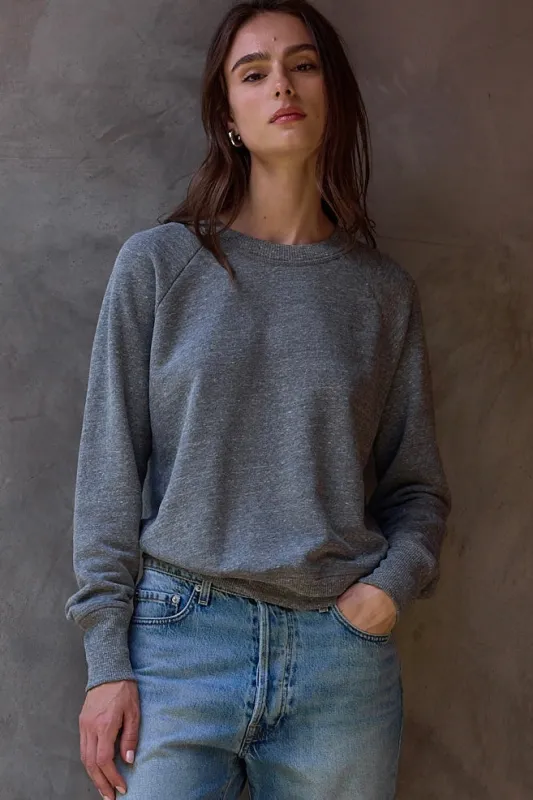 NSF Saguro Chic Melange Terry Sweatshirt - Charcoal Heather Gray made by NSF