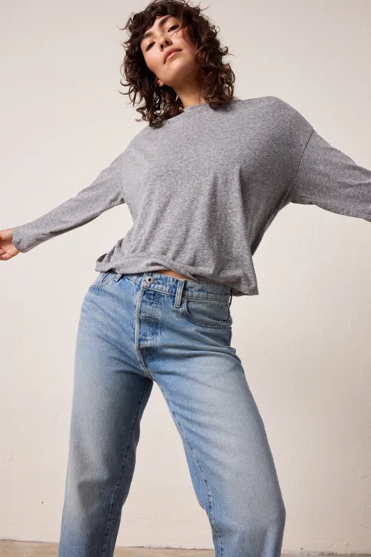 NSF Loffler Boxy Melange Jersey Tee - Charcoal Heather Gray sold by NSF