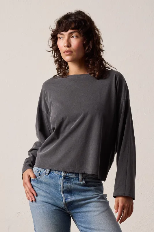 NSF Loffler Boxy Fine Jersey Tee - Faded Black made by NSF