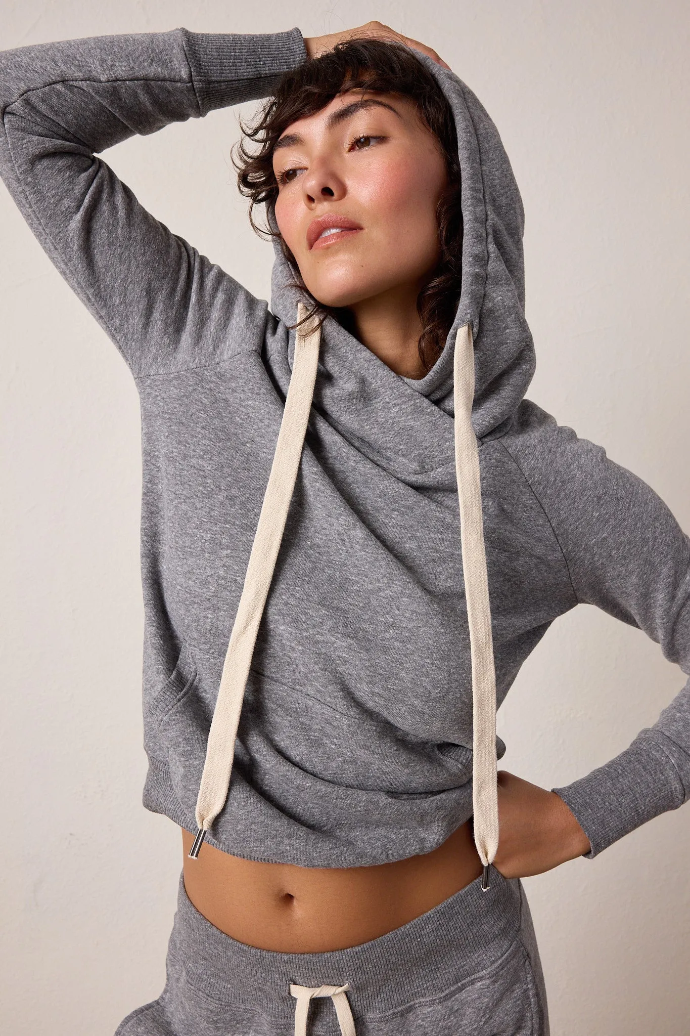 NSF Lisse Fitted Melange Terry Hoodie - Charcoal Heather Gray sold by NSF