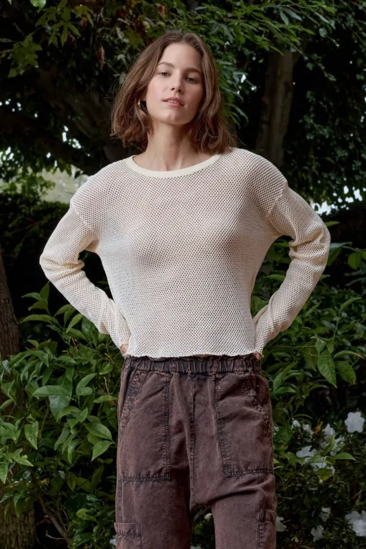 NSF Laurel Boxy Mesh Tee - Lemonade sold by NSF