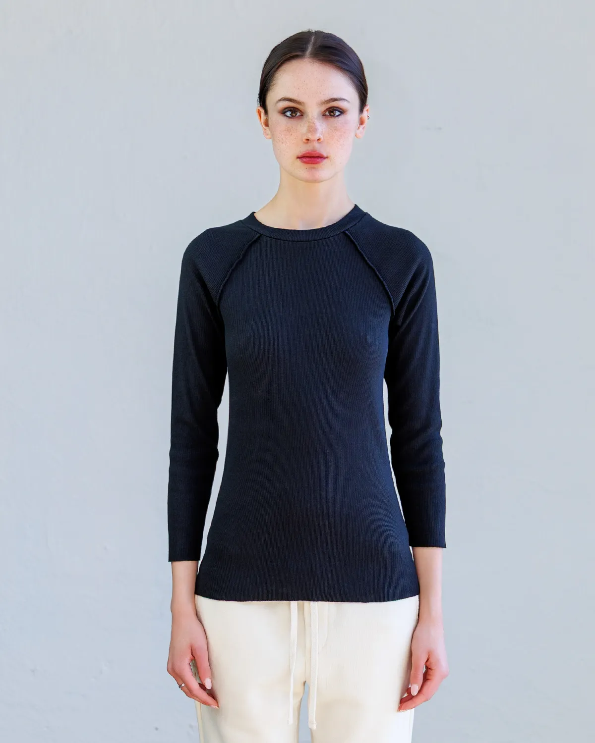 Aria Rib Raglan Tee - Black sold by NSF