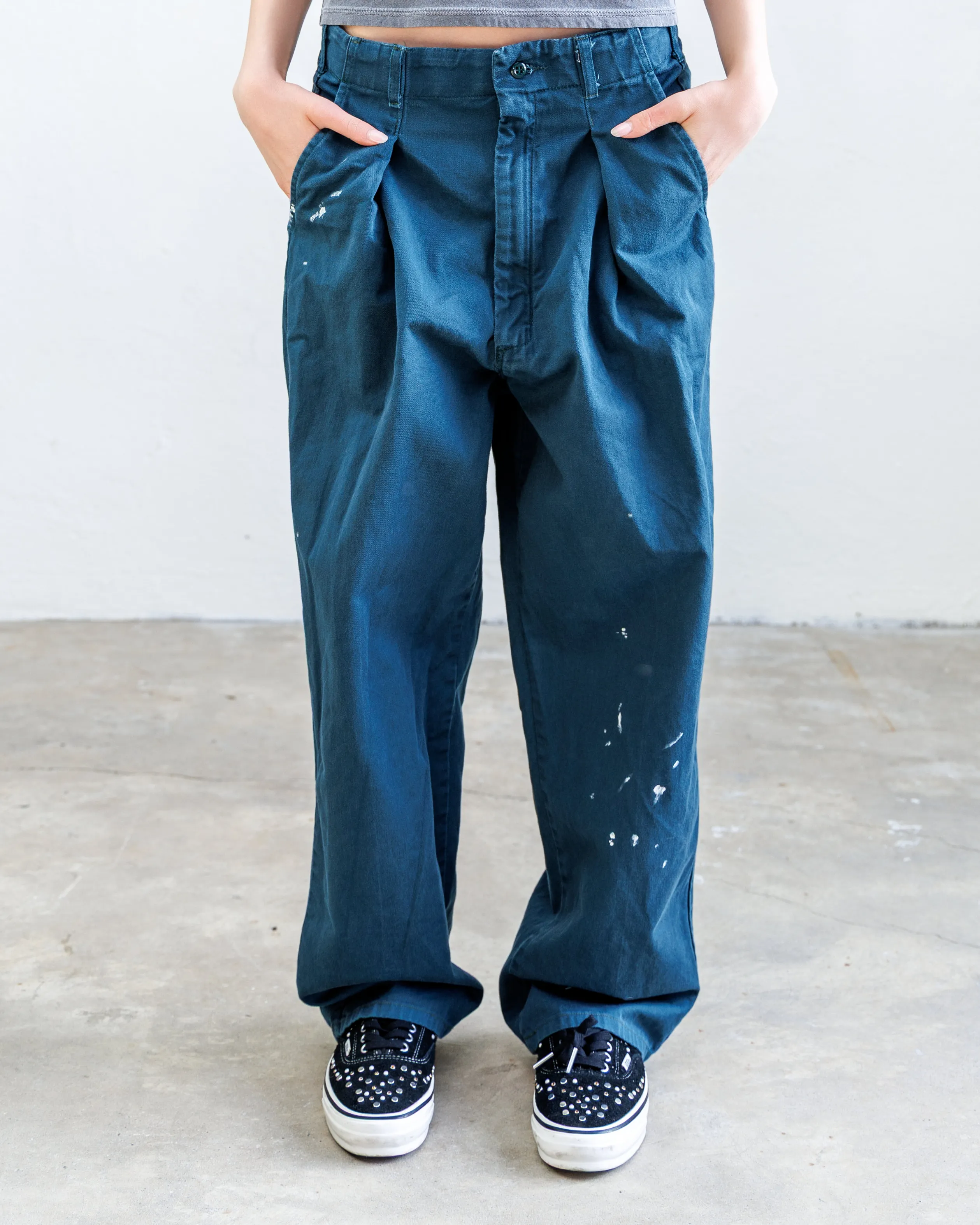 Turner Pleated Twill Unisex Trouser - Teal Workshop sold by NSF product image thumbnail 5