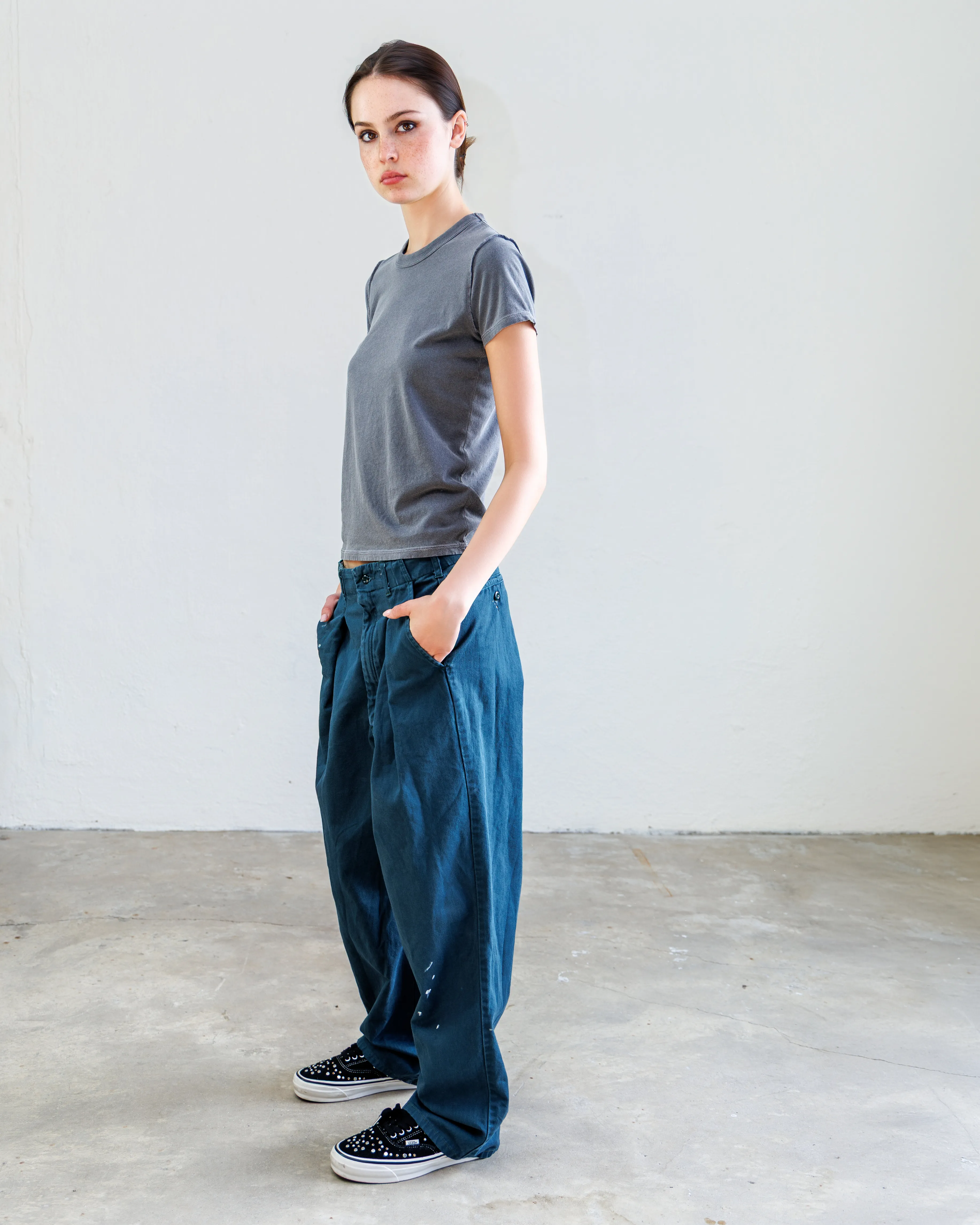 Turner Pleated Twill Unisex Trouser - Teal Workshop sold by NSF product image thumbnail 2