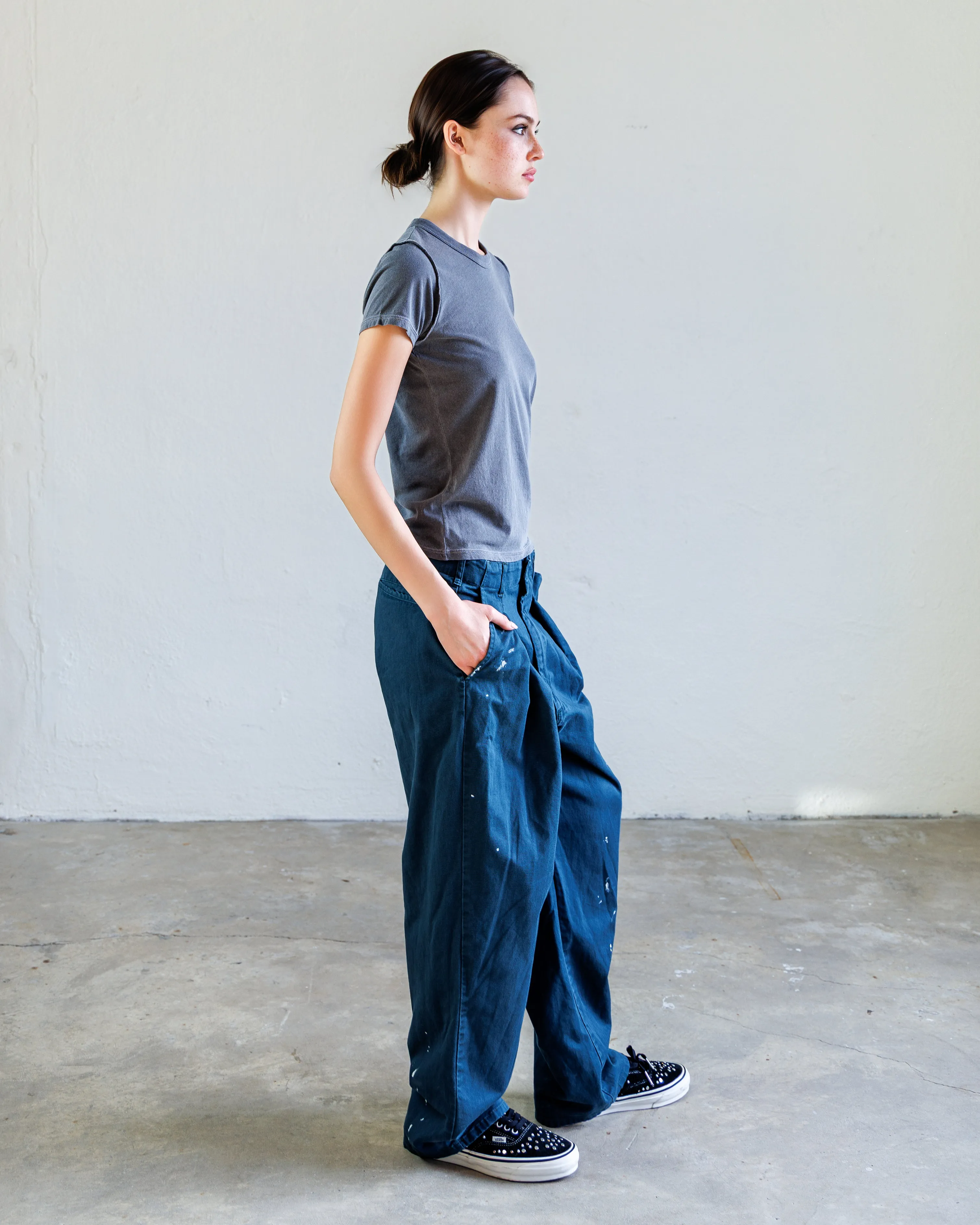 Turner Pleated Twill Unisex Trouser - Teal Workshop sold by NSF product image thumbnail 3