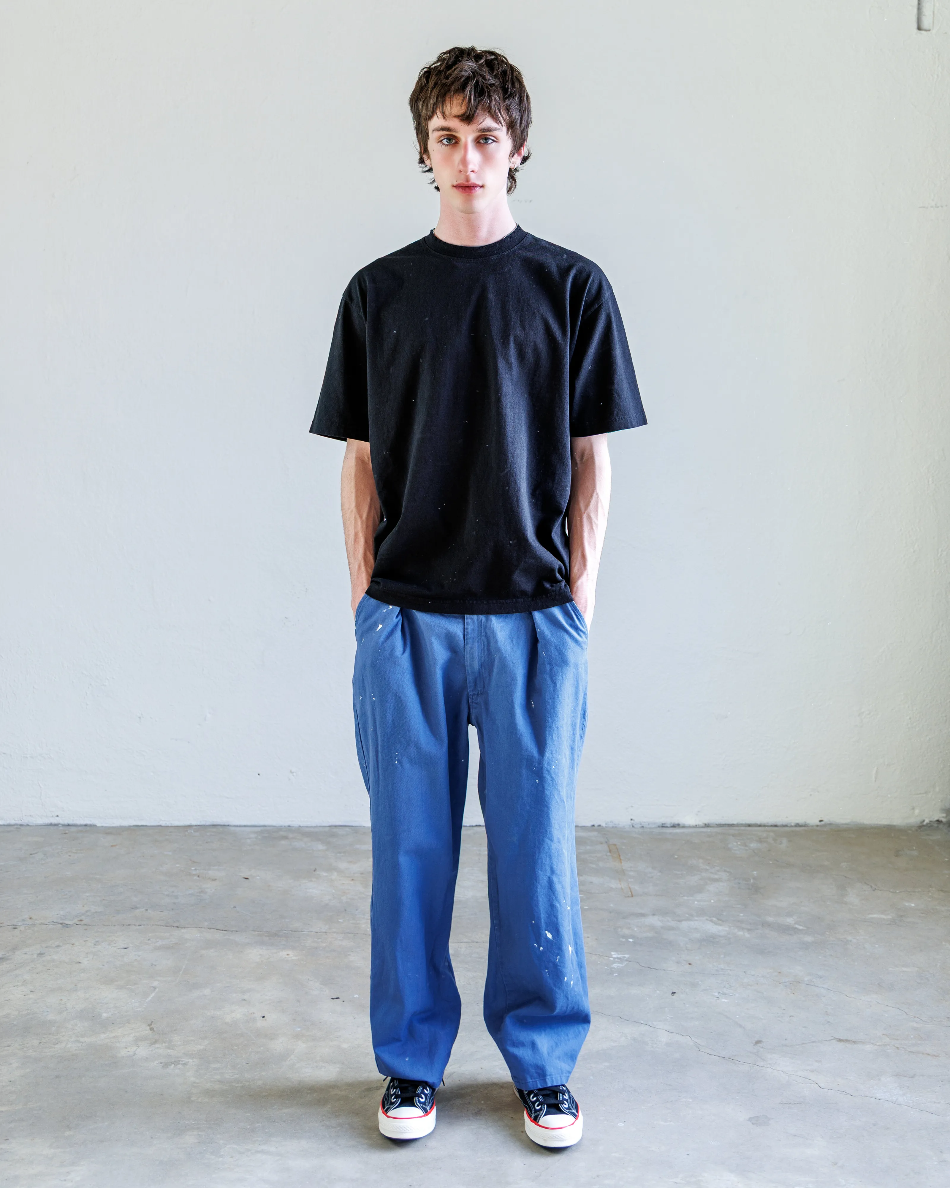 Turner Pleated Twill Unisex Trouser - Slate Blue Workshop sold by NSF