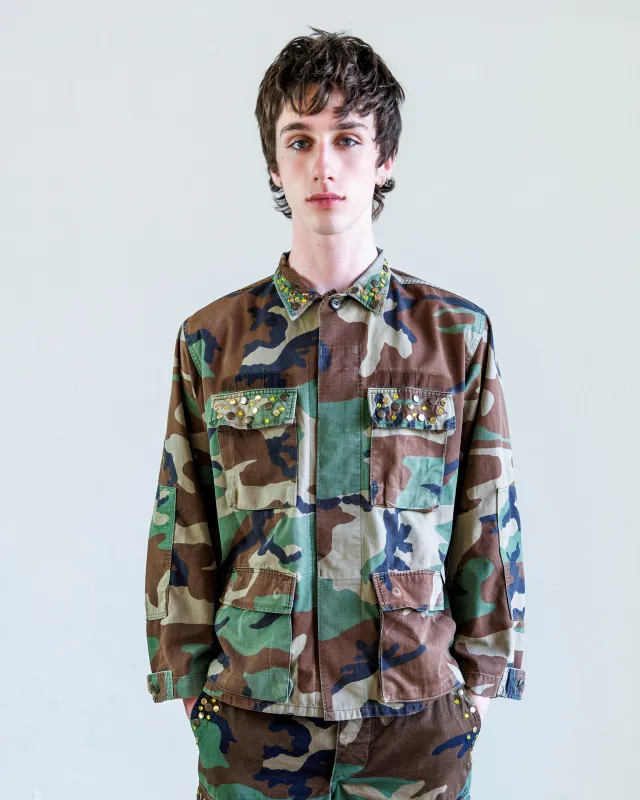 Austin Studded Twill BDU Unisex Jacket - Woodland sold by NSF
