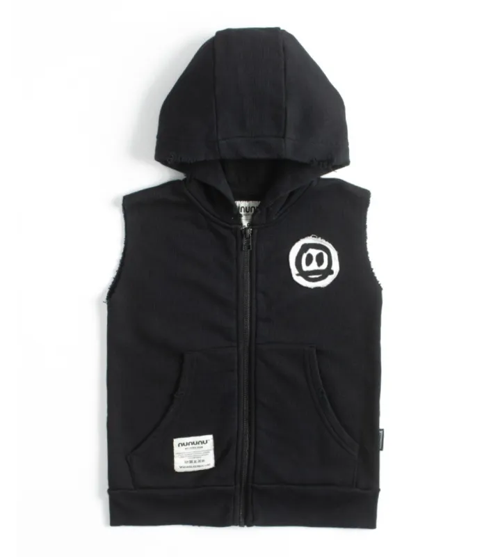 smiley patch hooded vest sold by nununu