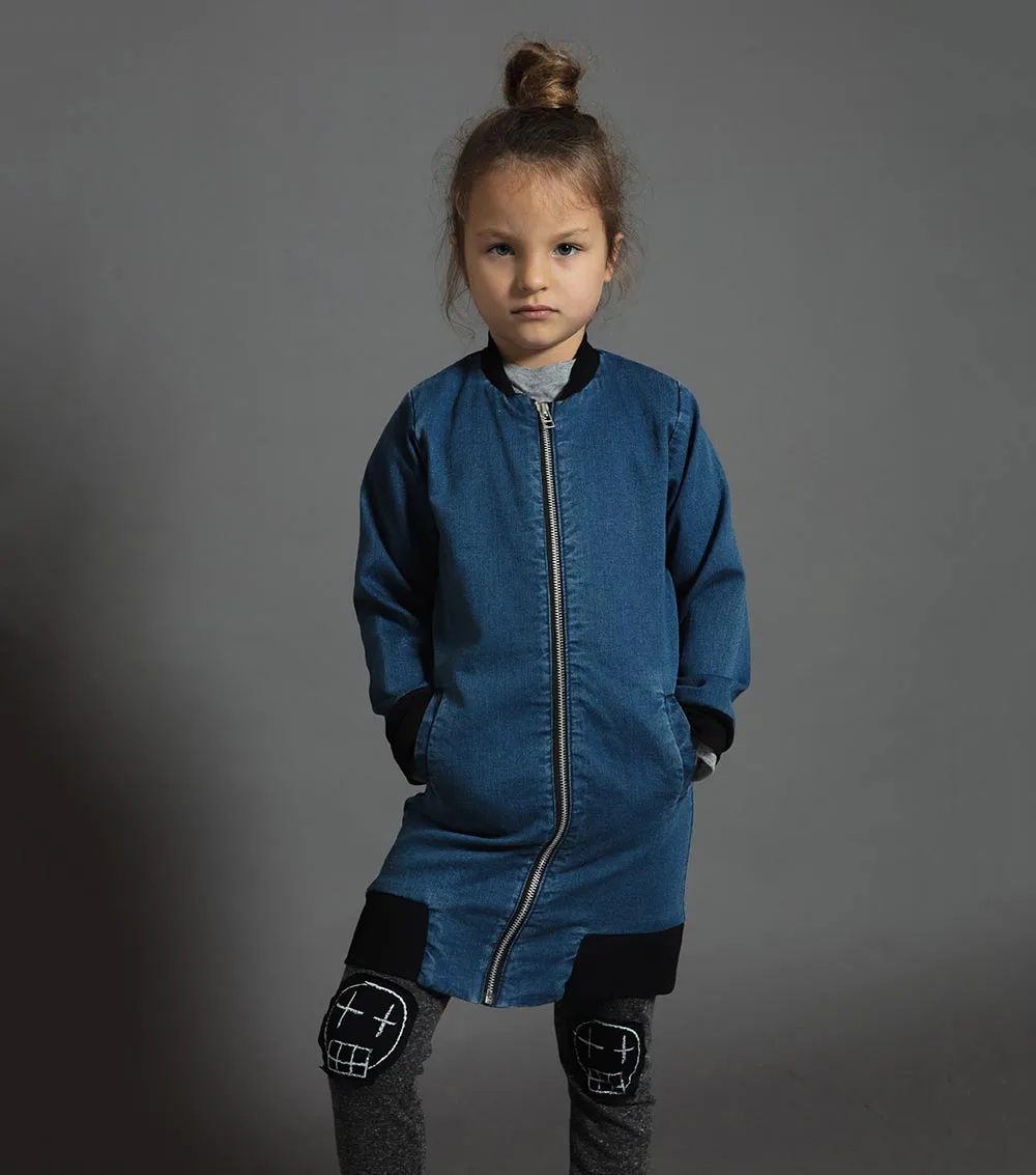 long denim bomber jacket sold by nununu product image thumbnail 3