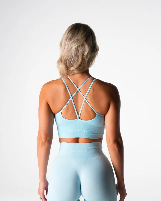 Pastel Blue Flourish Seamless Bra sold by NVGTN