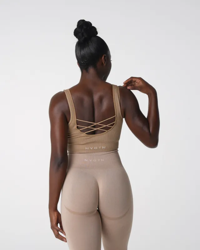 Beige Desire Ribbed Seamless Bra sold by NVGTN