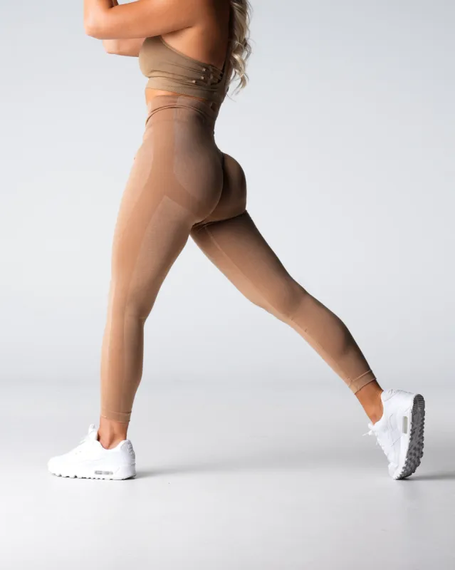 Beige Performance Seamless Leggings sold by NVGTN