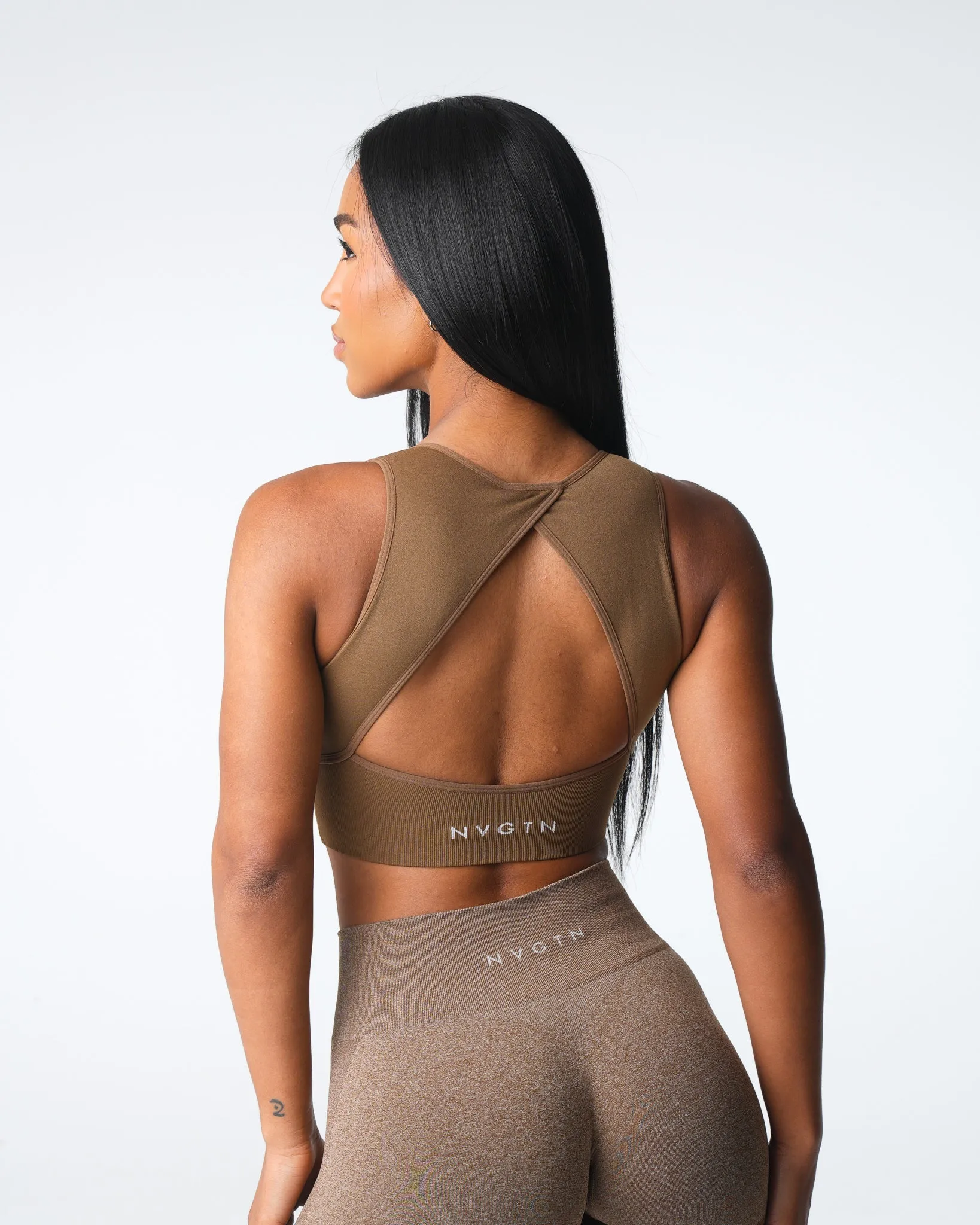 Mocha Empower Seamless Bra sold by NVGTN