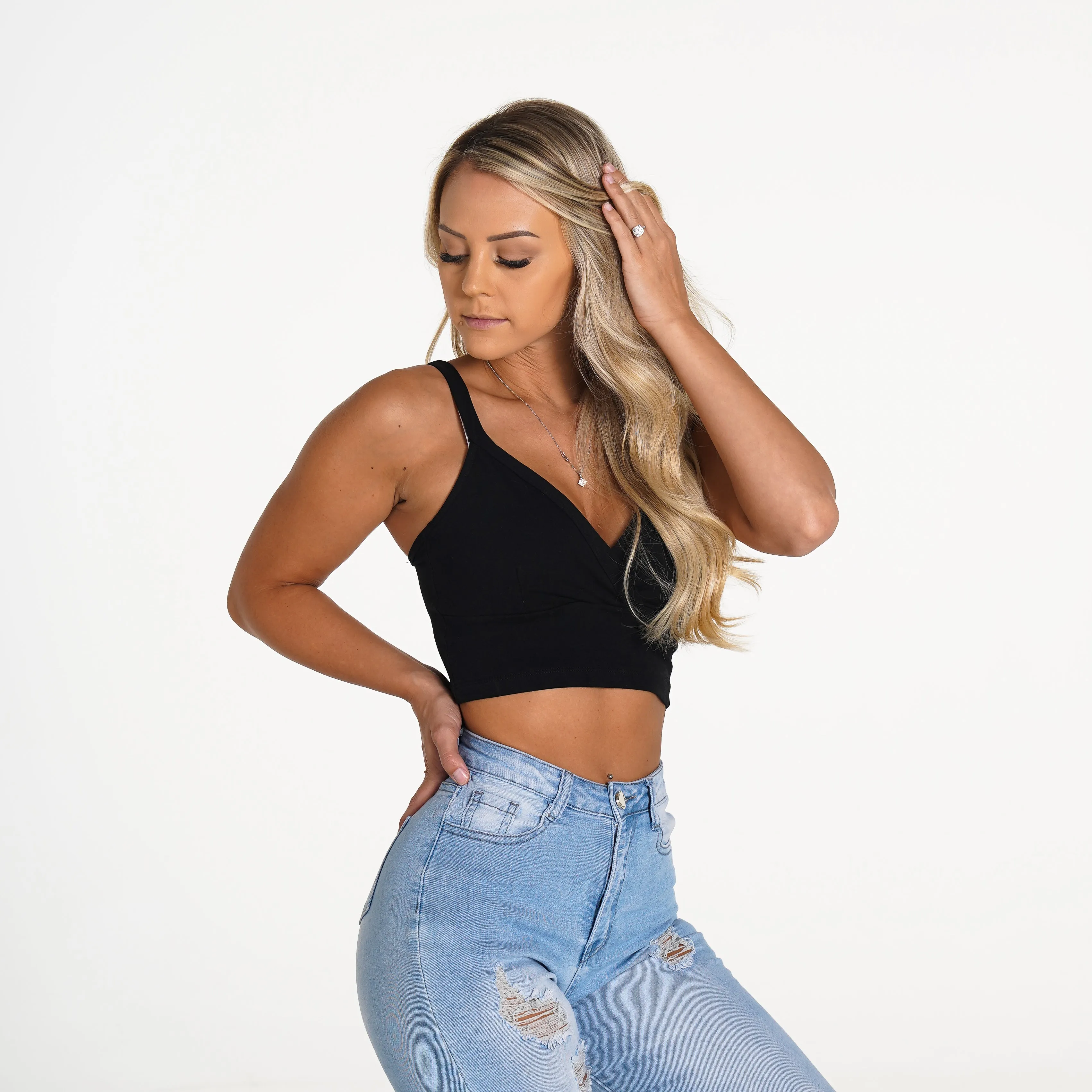 Black Confidence Cropped Tank sold by NVGTN