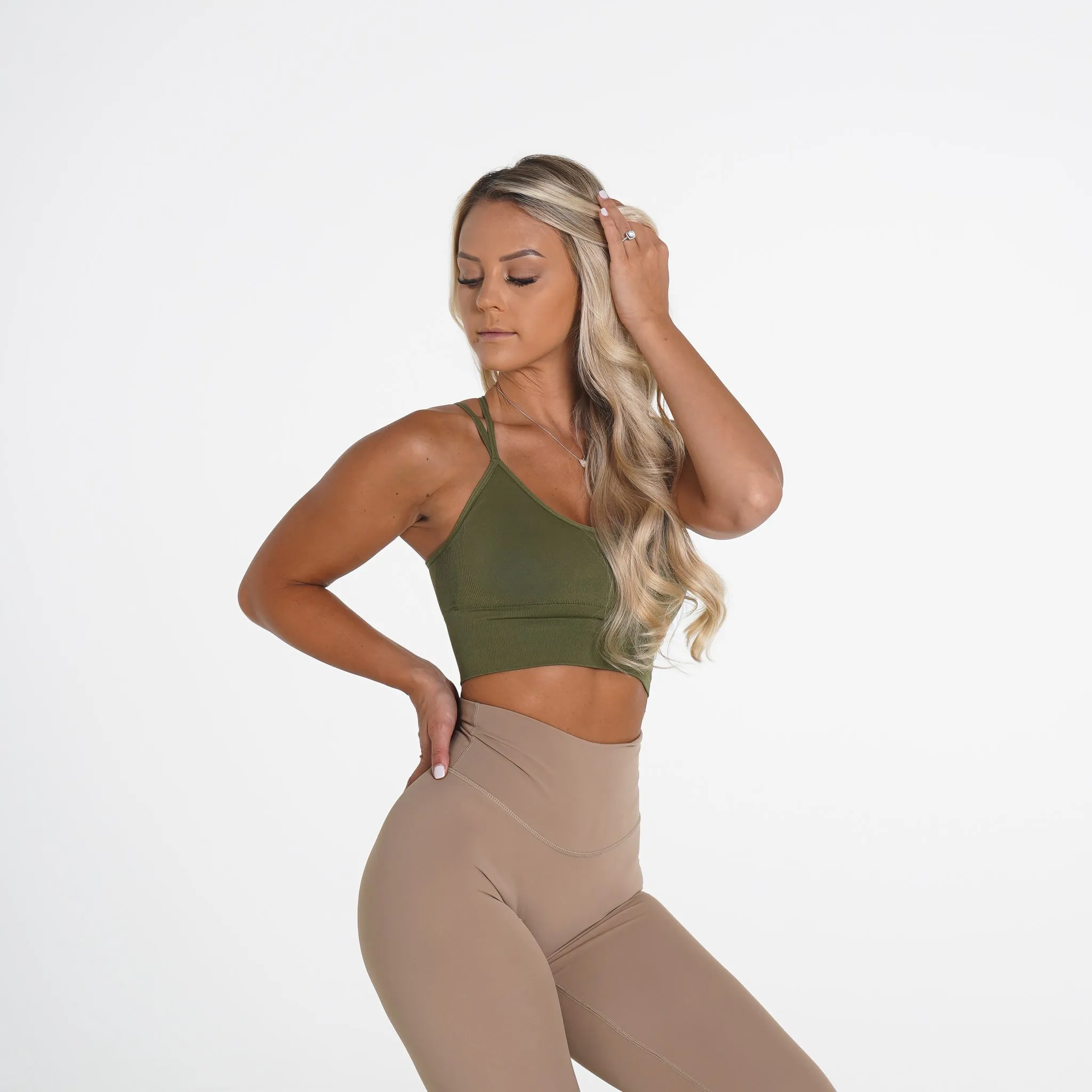 Khaki Green Flourish Seamless Bra sold by NVGTN product image thumbnail 2