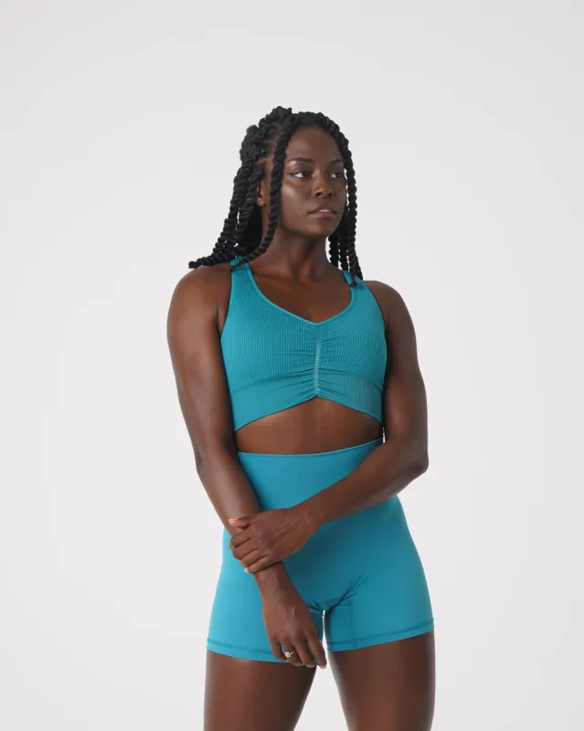 Teal Cinched Seamless Bra sold by NVGTN