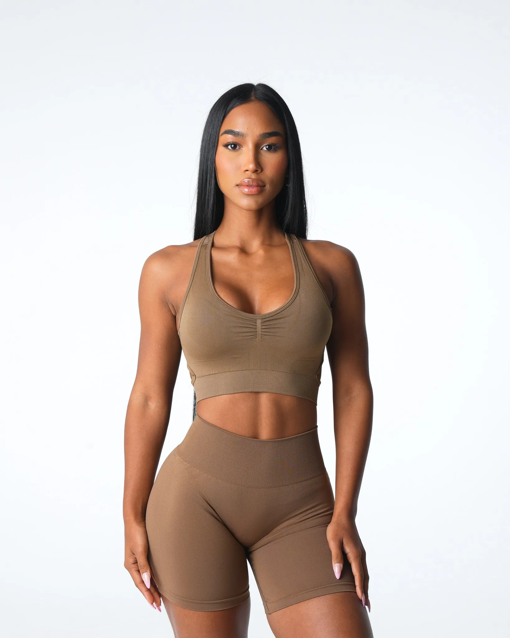 Toasted Almond Rise Seamless Bra sold by NVGTN