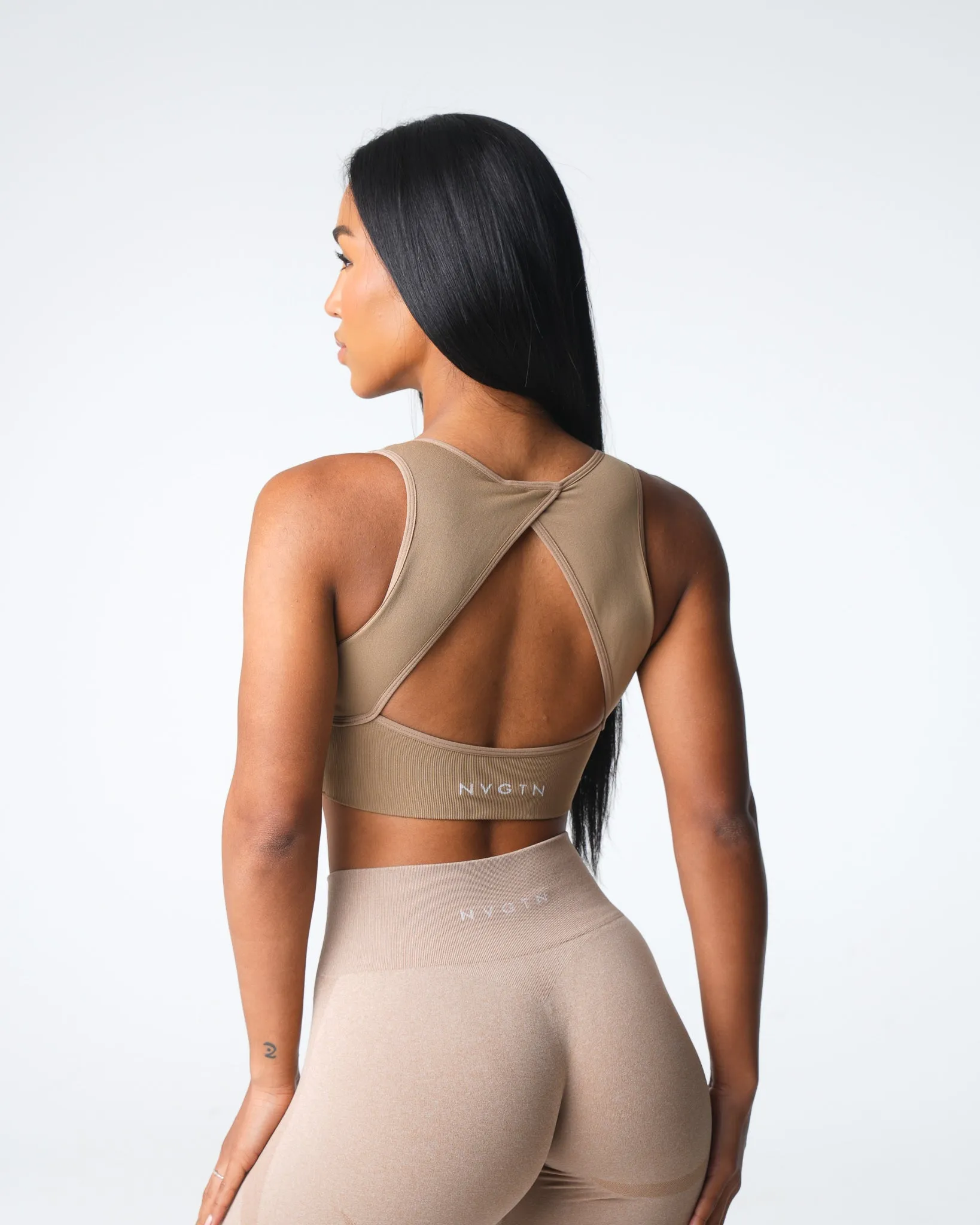 Beige Empower Seamless Bra sold by NVGTN