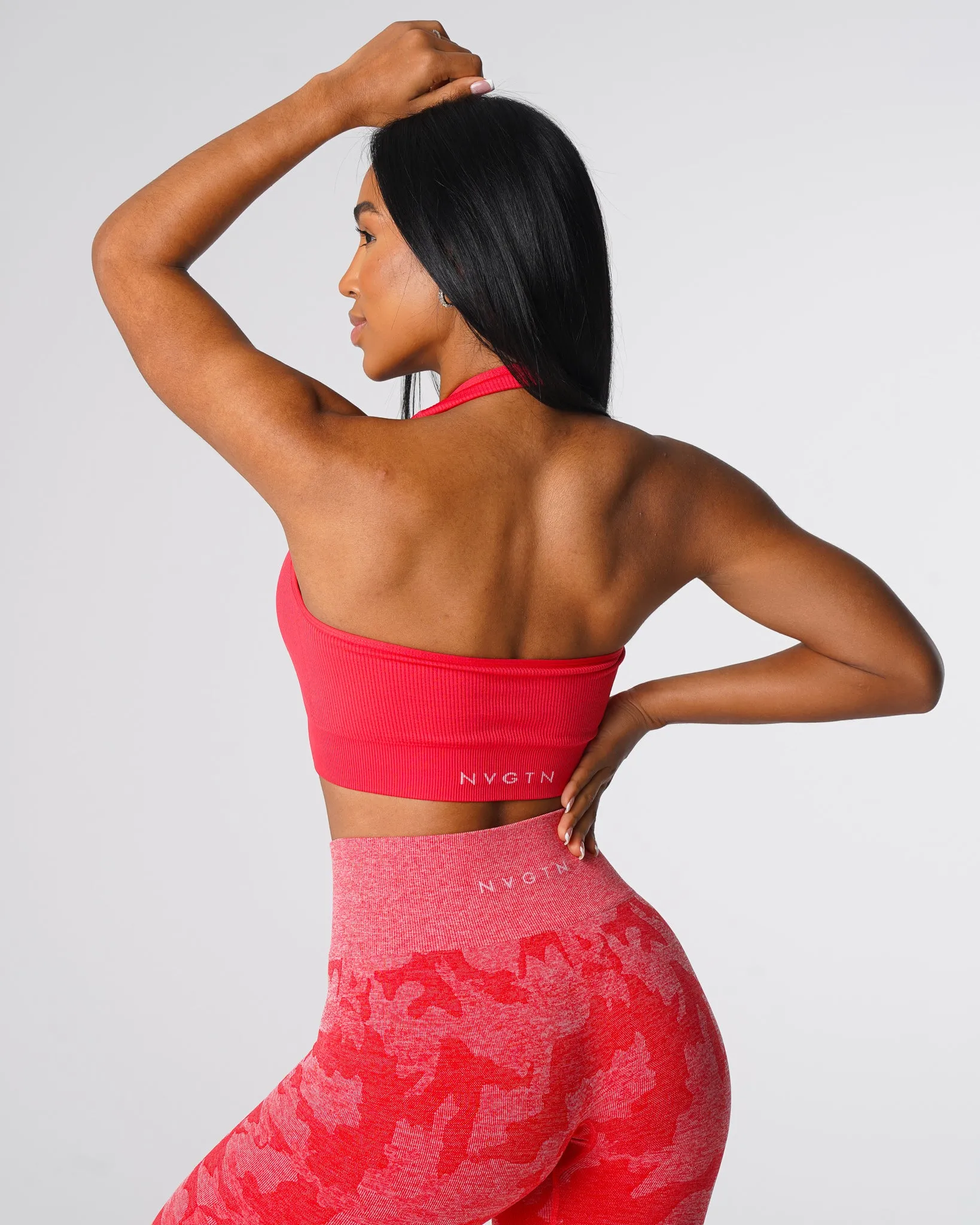 Candy Apple Limitless Ribbed Seamless Halter Bra sold by NVGTN