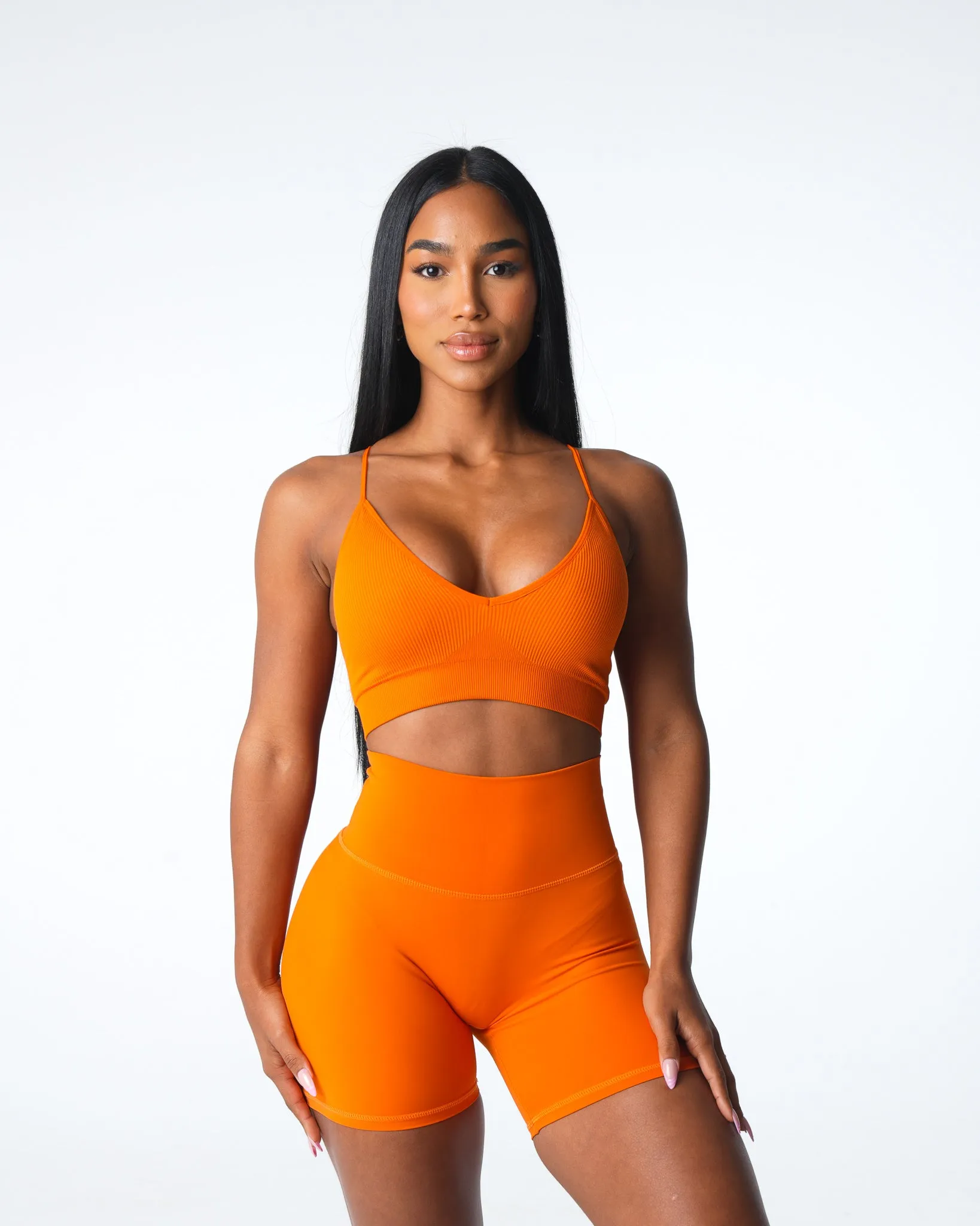 Pumpkin Spice Glimpse Ribbed Seamless Bra sold by NVGTN
