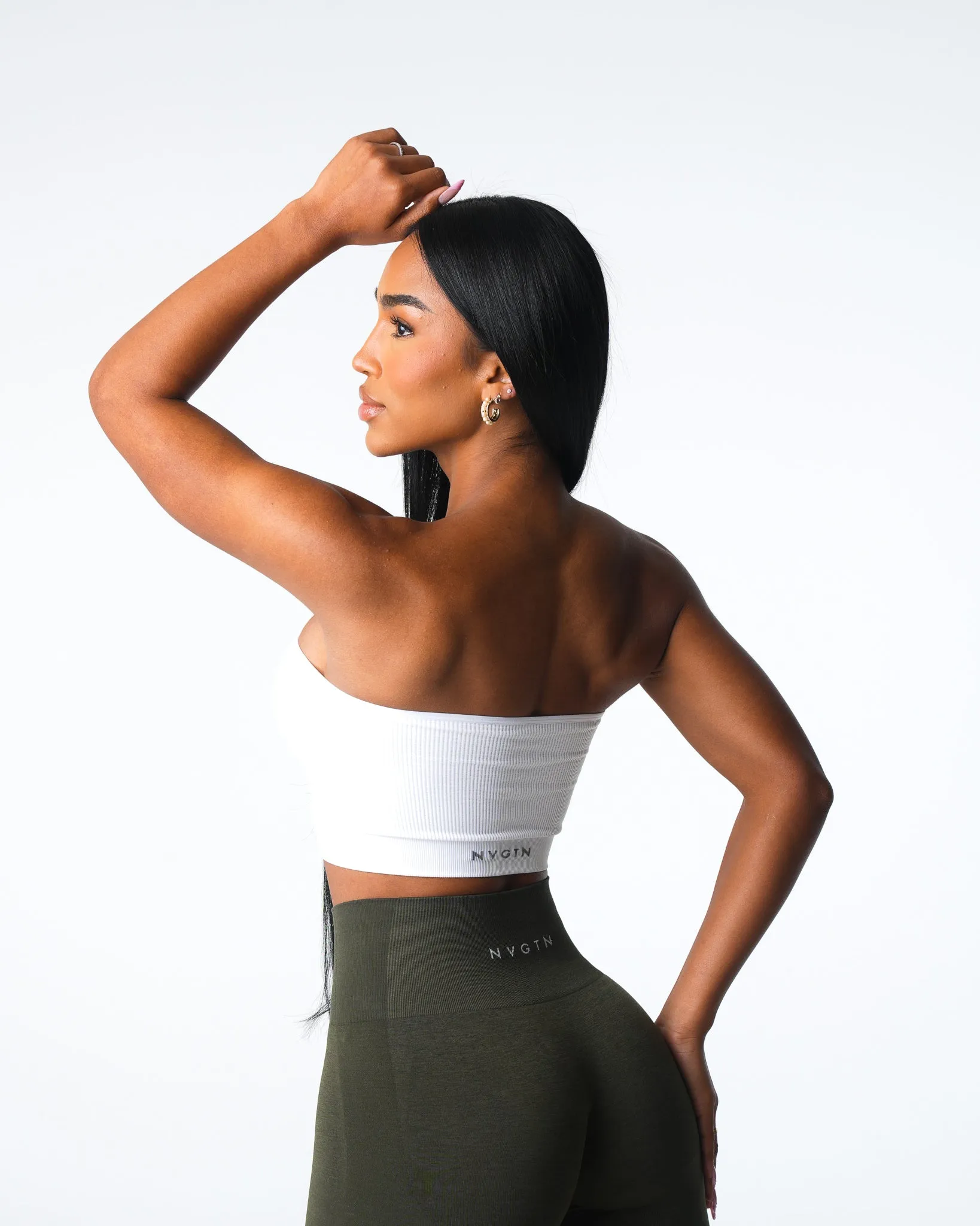 White Conquer Ribbed Seamless Bra sold by NVGTN product image thumbnail 4