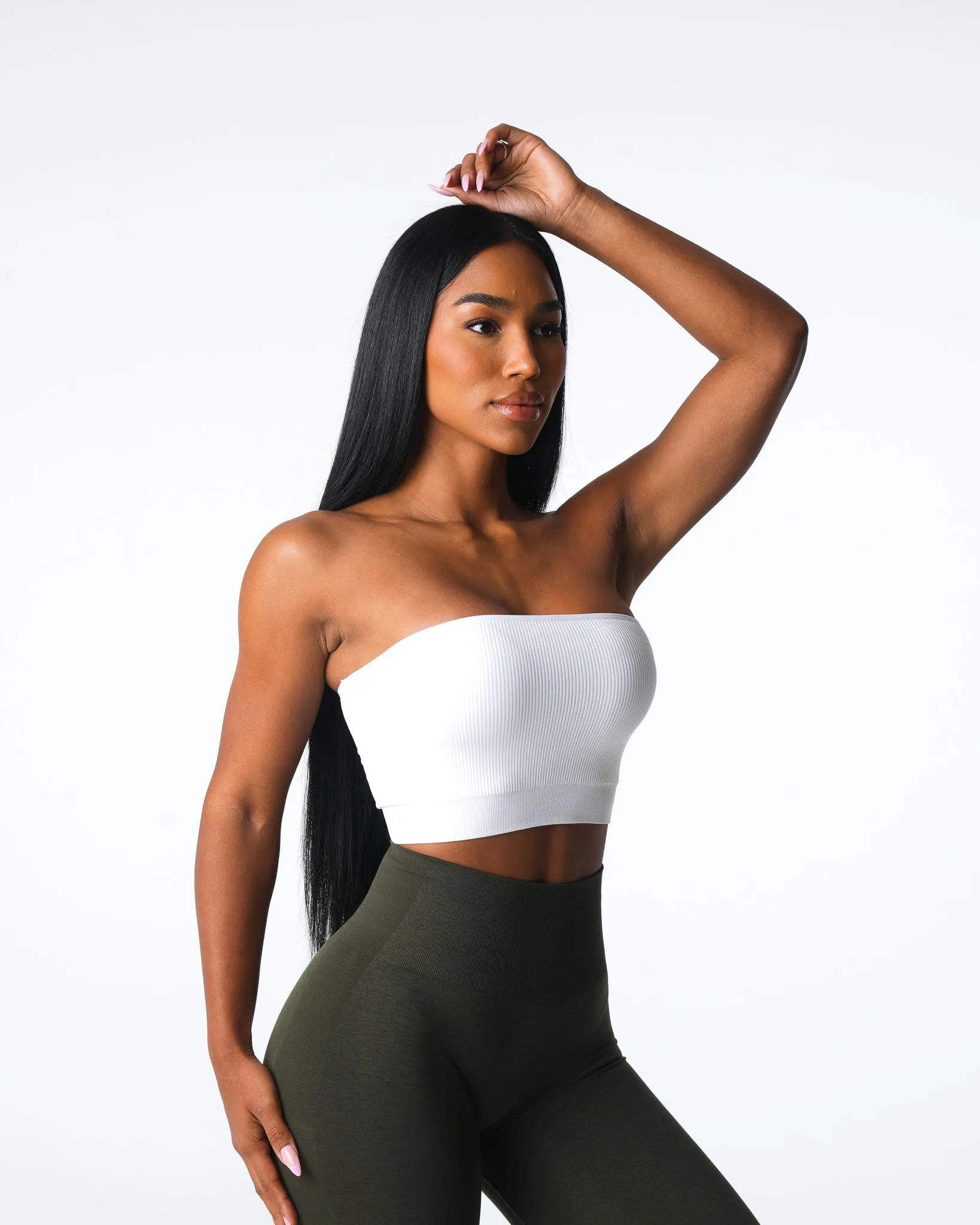 White Conquer Ribbed Seamless Bra sold by NVGTN product image thumbnail 3