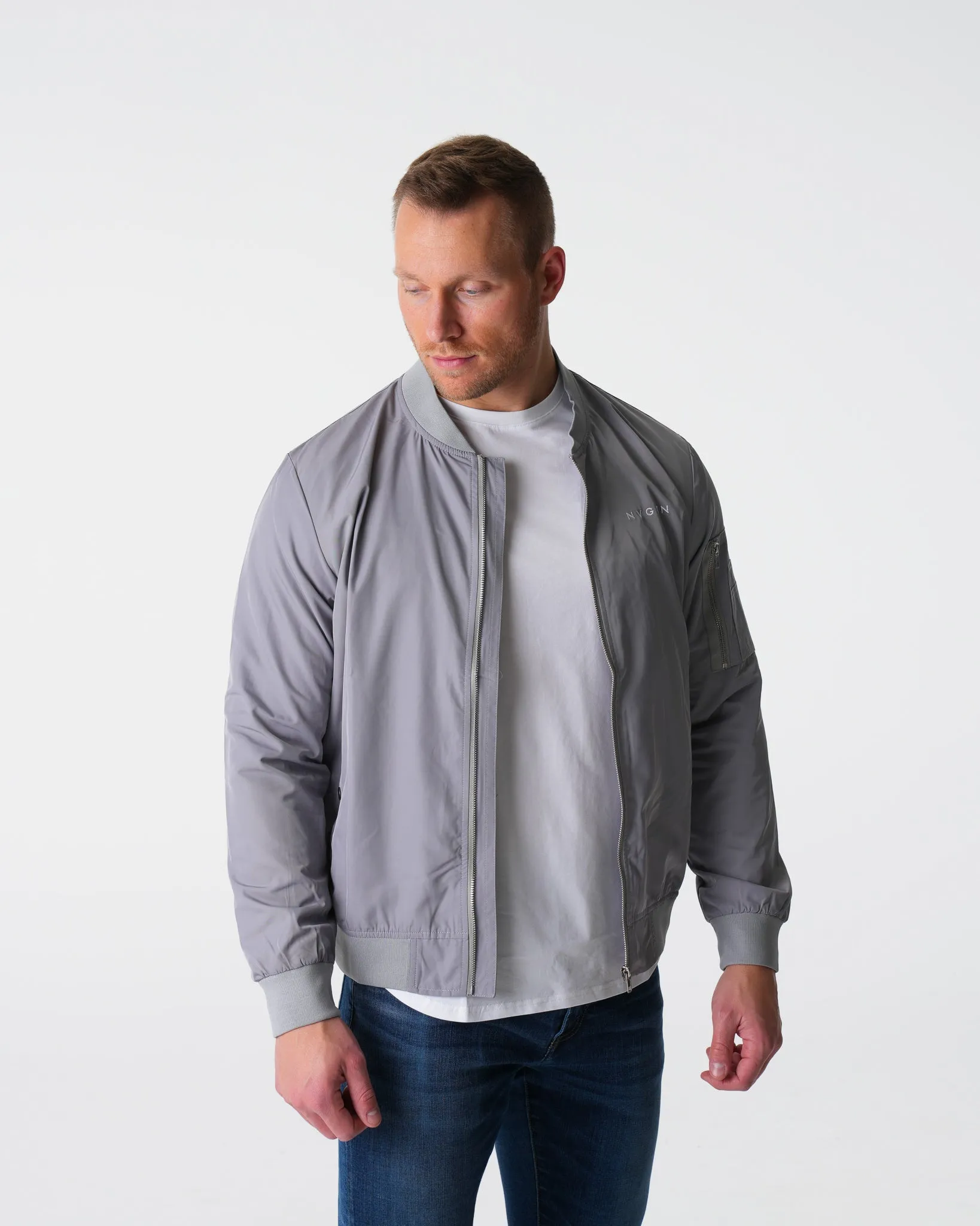 Grey Bomber Jacket sold by NVGTN product image thumbnail 4