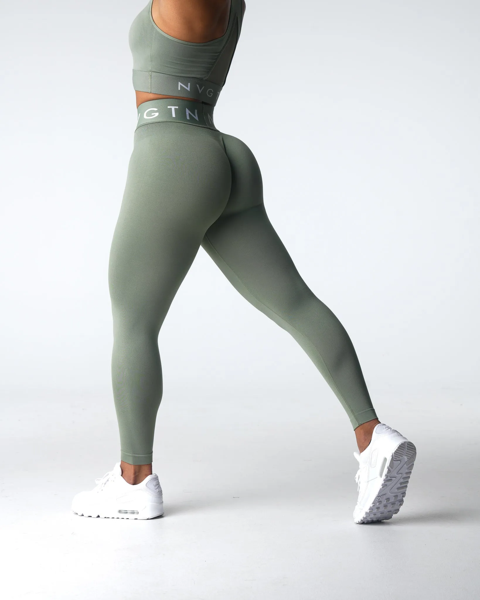Sage Green Sport Seamless Leggings sold by NVGTN