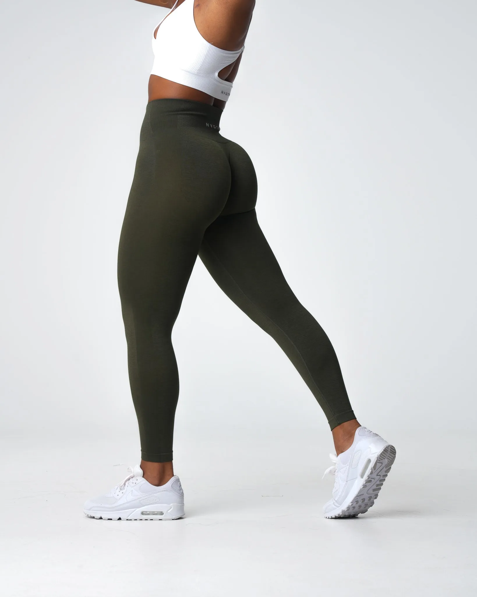 Olive Performance Seamless Leggings sold by NVGTN