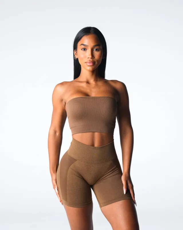 Mocha Conquer Ribbed Seamless Bra sold by NVGTN