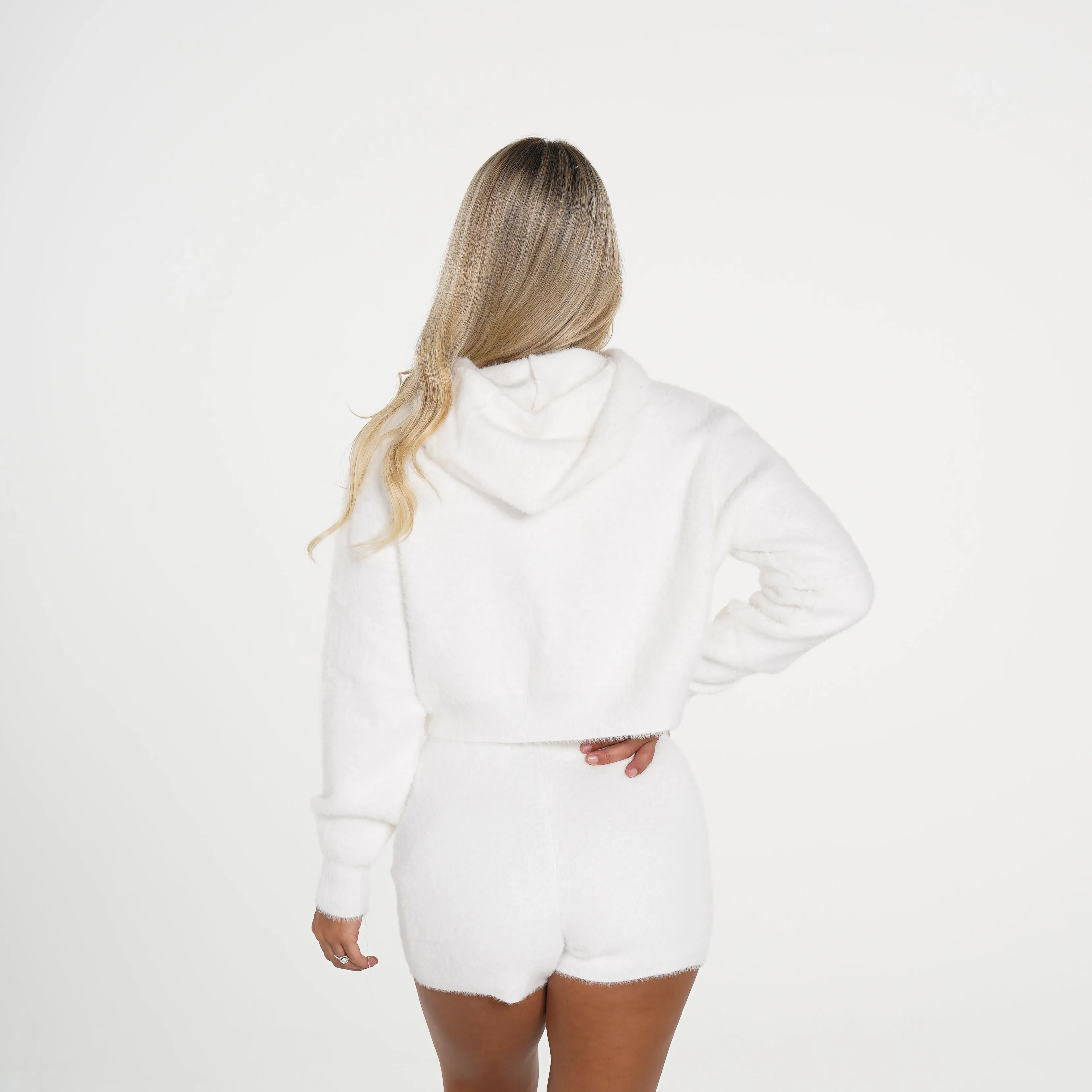 White Casual Cutie Lounge Cropped Hoodie sold by NVGTN product image thumbnail 2