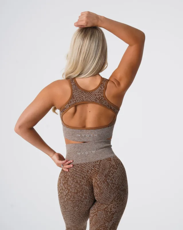 Mocha Snakeskin Eclipse Seamless Bra sold by NVGTN
