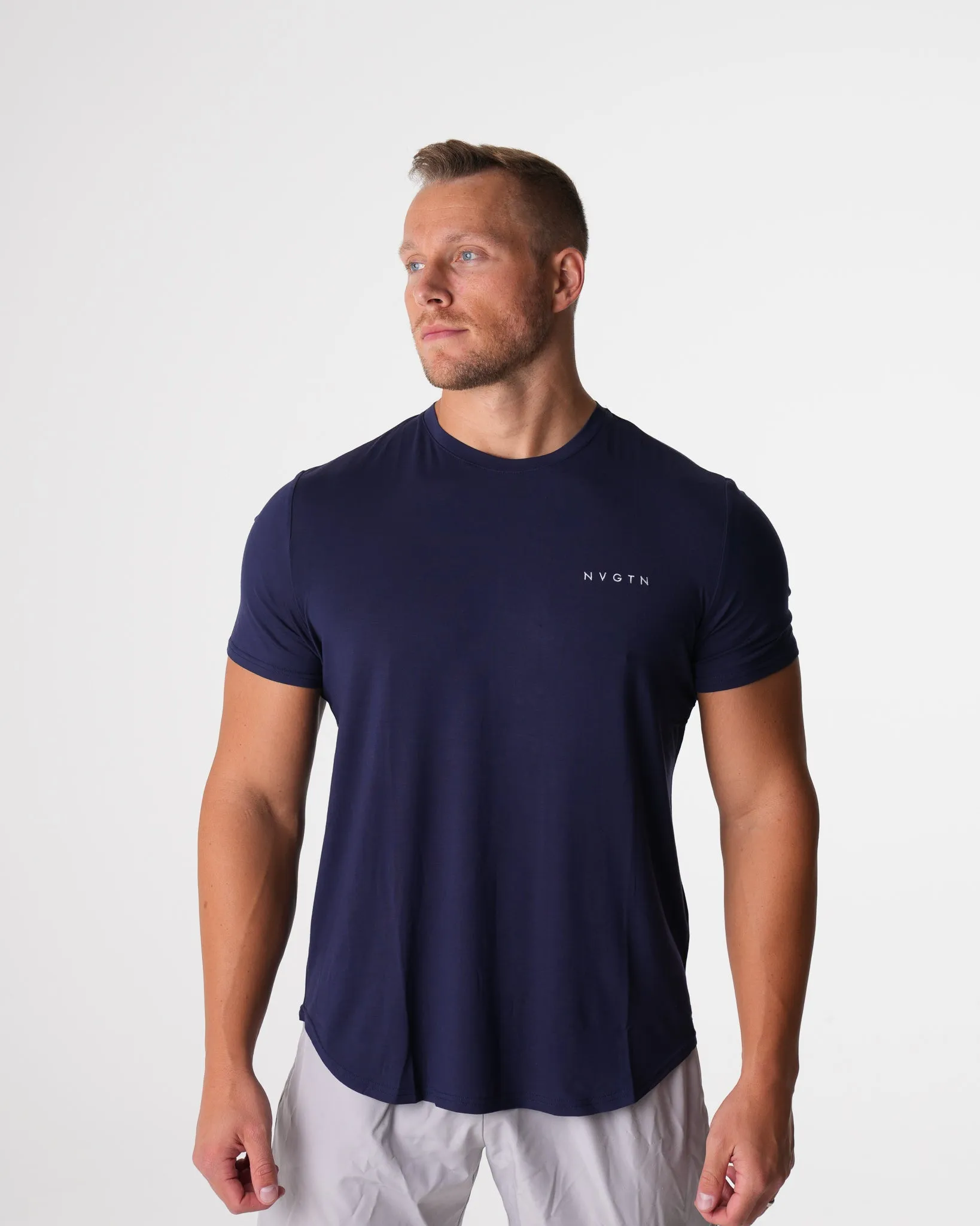 Navy Tech Fitted Tee sold by NVGTN