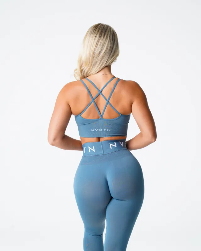 Stone Blue Flourish Seamless Bra sold by NVGTN
