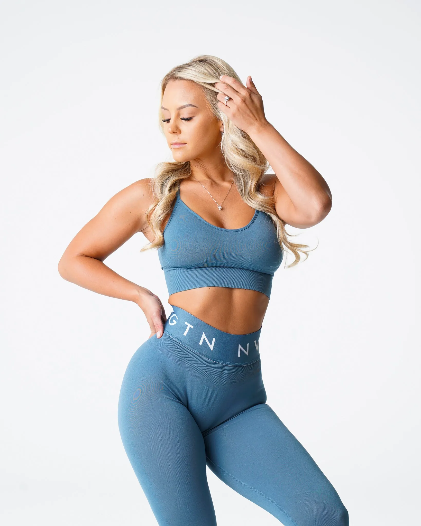 Stone Blue Flourish Seamless Bra sold by NVGTN product image thumbnail 4