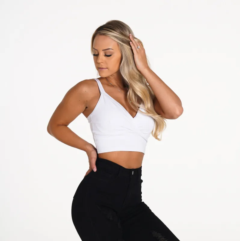 White Confidence Cropped Tank sold by NVGTN